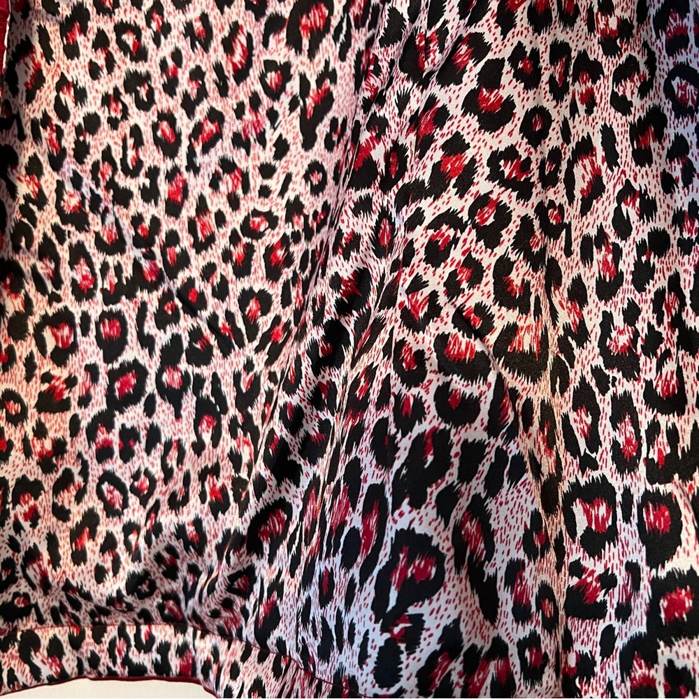 Red Quilted Statement Jacket Leopard Cuffs NWT - image 6